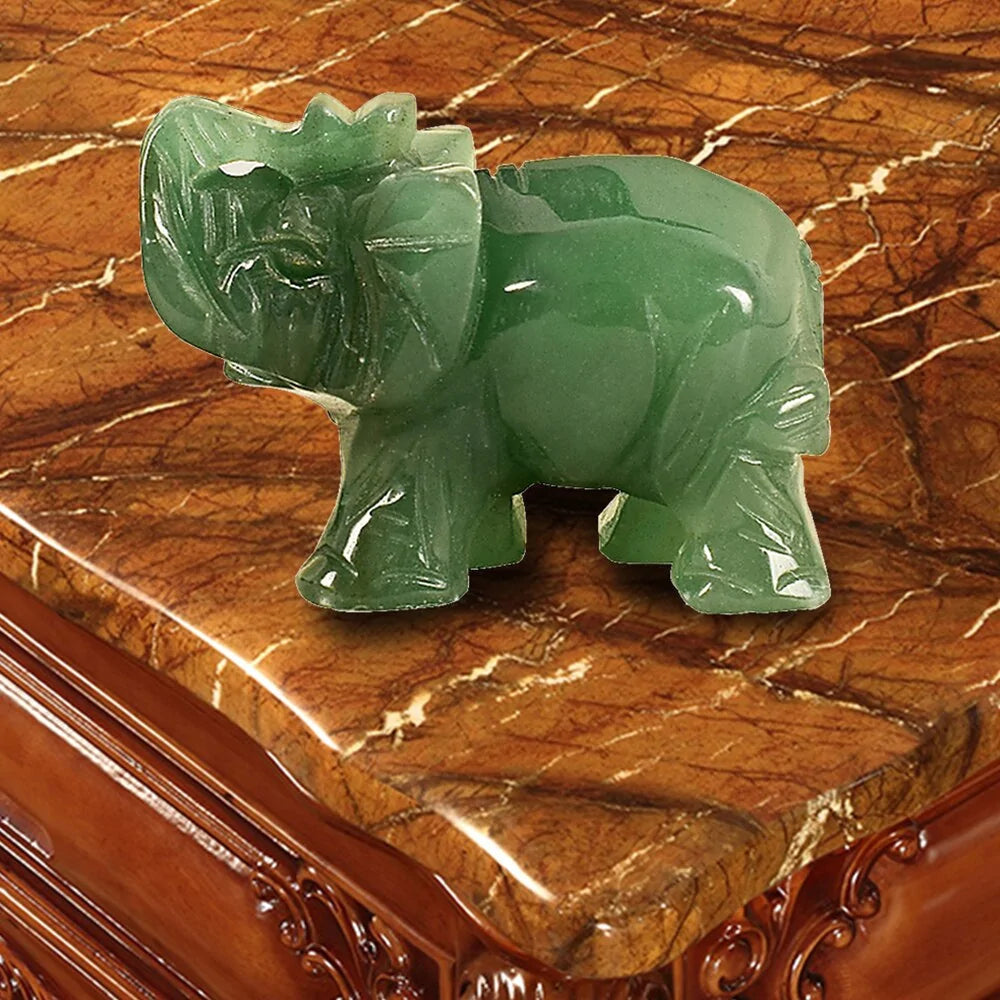 Jade Stone Craving Elephant Feng Shui Statue