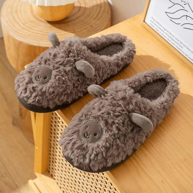 Plush Bedroom Cotton Fluffy Slippers