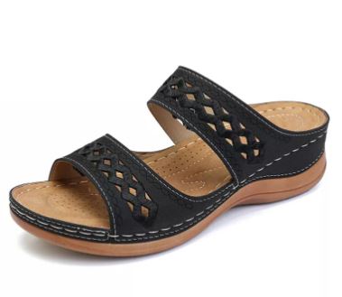 Open Toe Vintage Sandals - Black 38 - sandals