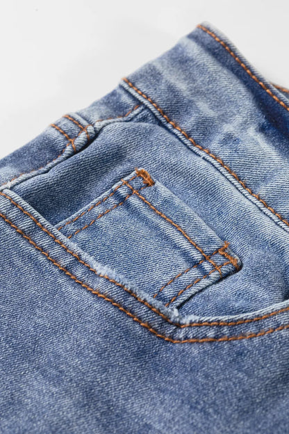 Embroidered Flare Leg Jeans - -