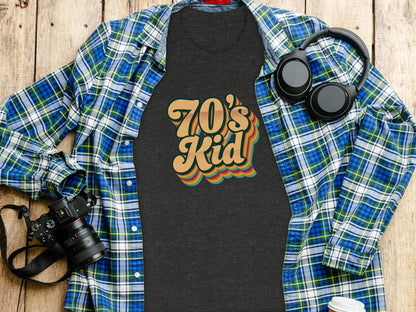 Retro Style 70s Kid With Colorful Layers T-Shirt