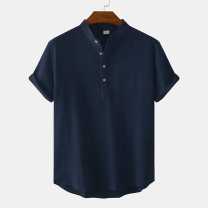 Short Sleeve Linen Henley Shirts