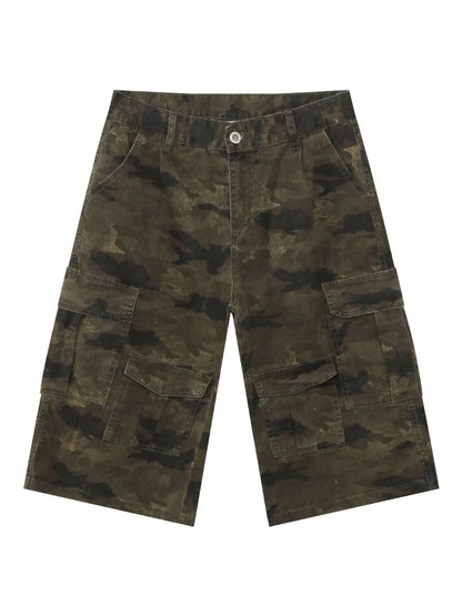 Men's Camouflage Wide Leg Cargo Jeans - -