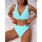 Ribbed High Waist Bikini light blu