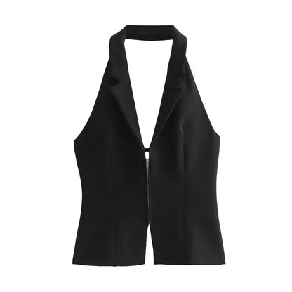 Women Backless Strapless Halter Corset Tops Front Zipper Camis Tops Kia Day Design