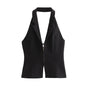 Women Backless Strapless Halter Corset Tops Front Zipper Camis Tops Kia Day Design