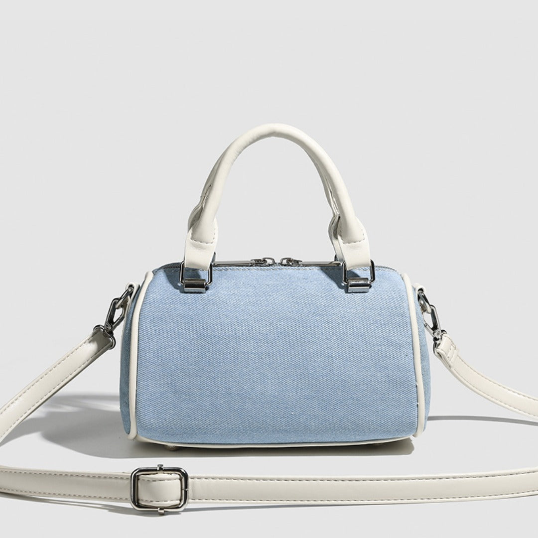 Boston bag women, design splicing pink small tote purse, girl versatile fashion handbag - -