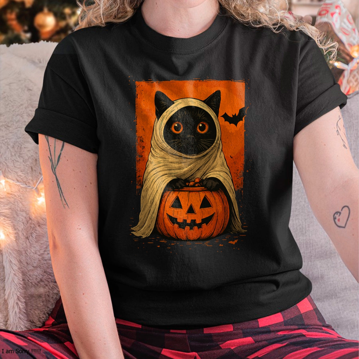 Funny Vintage Black Cat Halloween Pumpkin Spooky Ghost Women T-Shirt - Halloween Unisex T-Shirt/Hoodie - NGHL00 - -