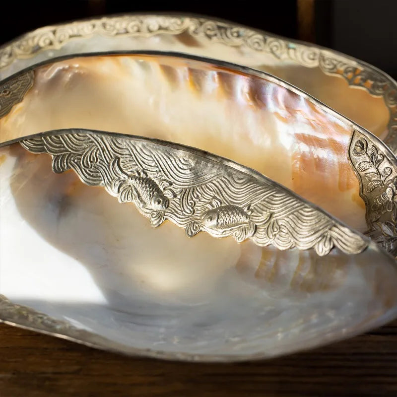Mother-of-Pearl Shell Jewelry Tray – Luxury Vanity & Display Dish - - Trays