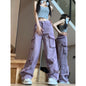Purple Distressed Wide Leg Jeans for Women - Purple M - Women's Fashion - Women's Clothing - Bottoms - Jeans