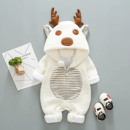 Super cute baby outing in trendy romper White 73cm