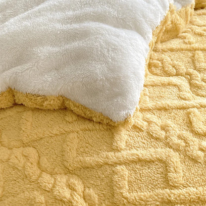 Nordic Style Solid Sherpa Quilt Yellow