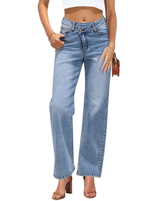 GRAPENT High-Rise Straight Leg Jeans - Lapis Blue - Lapis Blue X-Large - Women's Fashion - Women's Clothing - Bottoms - Jeans
