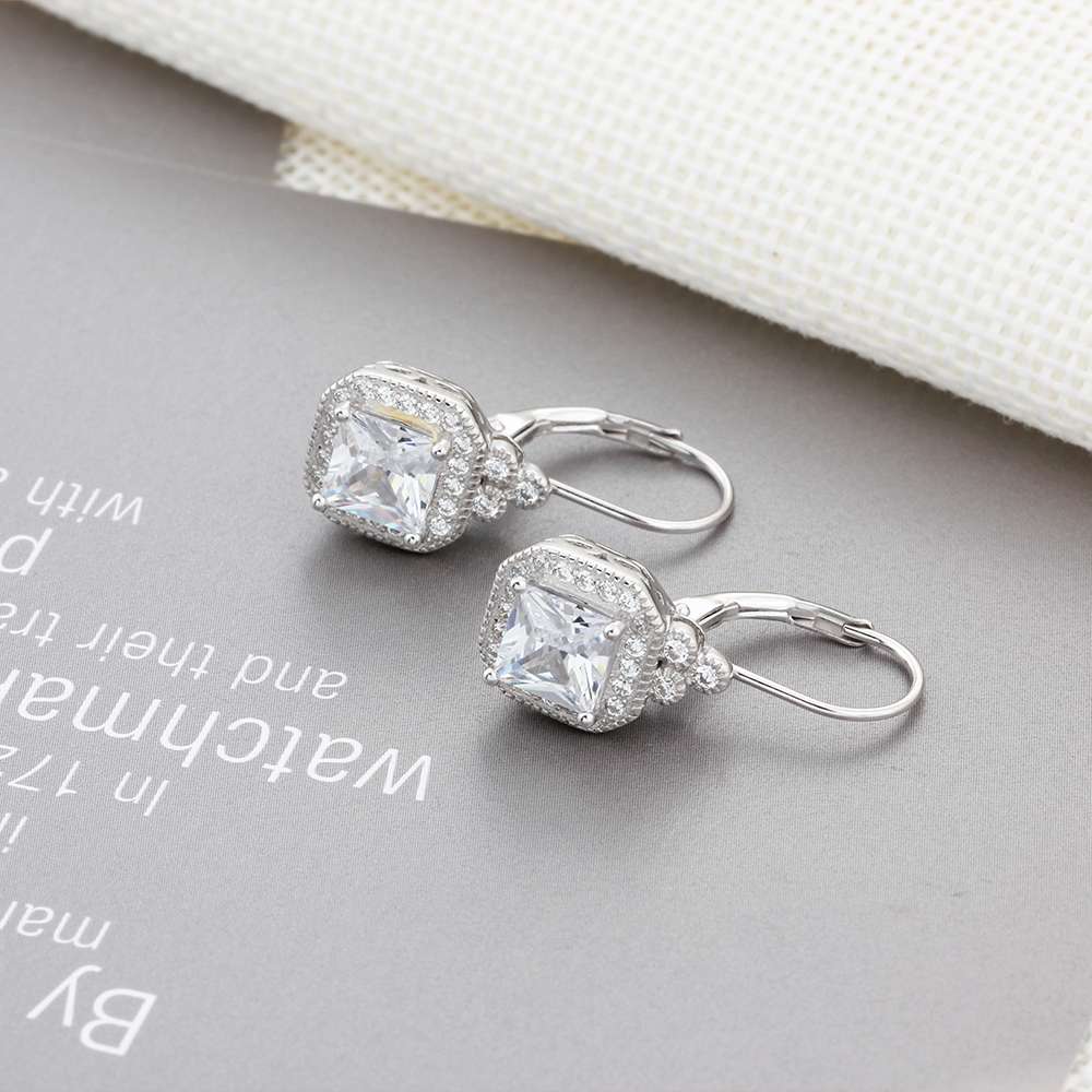 Regal Silver Crown Wedding Earrings - -
