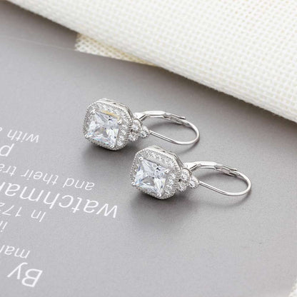 Regal Silver Crown Wedding Earrings - -