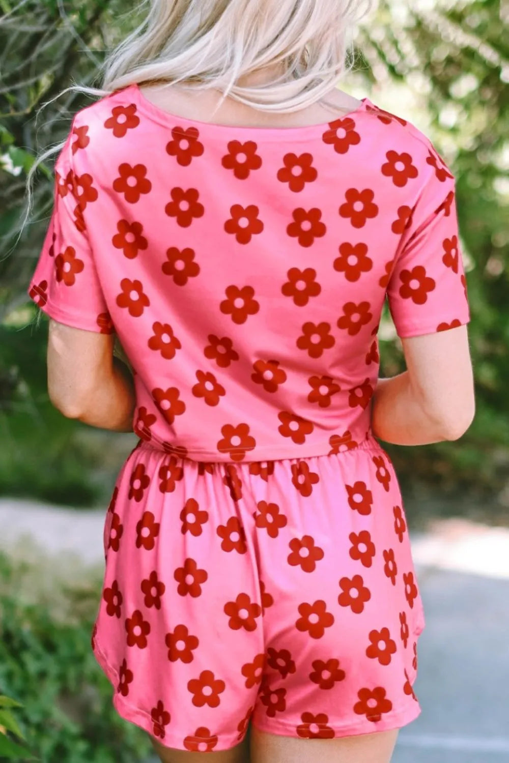 Floral Cropped Tee and Shorts Lounge Set- Shopimist- {{Product type}}
