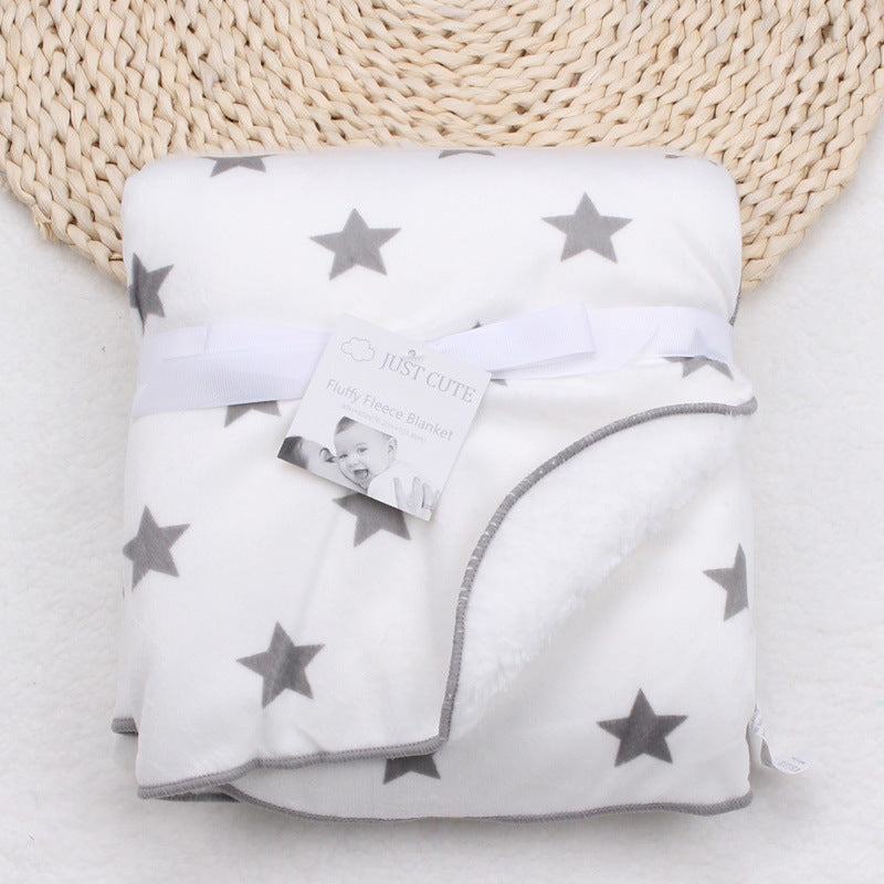 Cartoon Printed Baby Blanket - White stars 76x102CM - baby blanket