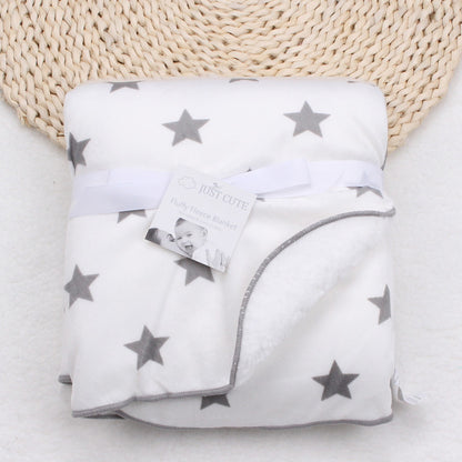 Cartoon Printed Baby Blanket - White stars 76x102CM - baby blanket