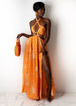 Sleeveless Print Halter Dress for Women - Orange L - dress