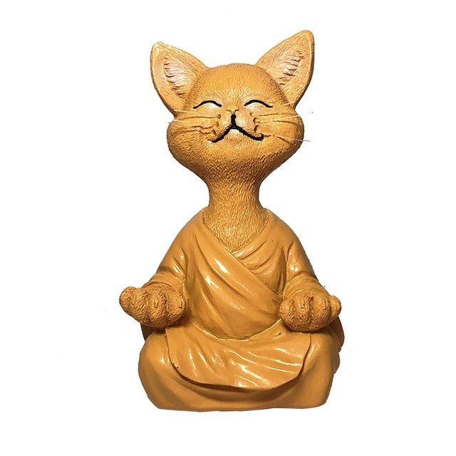 Zen Cat Buddha Statue - Yellow - statues