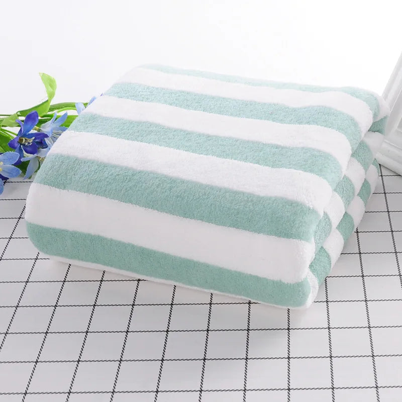 Absorbent Microfiber Stripe Bath Towel