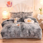 Rainbow Color Velvet Fluffy Plush Soft Bedding Bed Warm for Girl Sheet Set 4