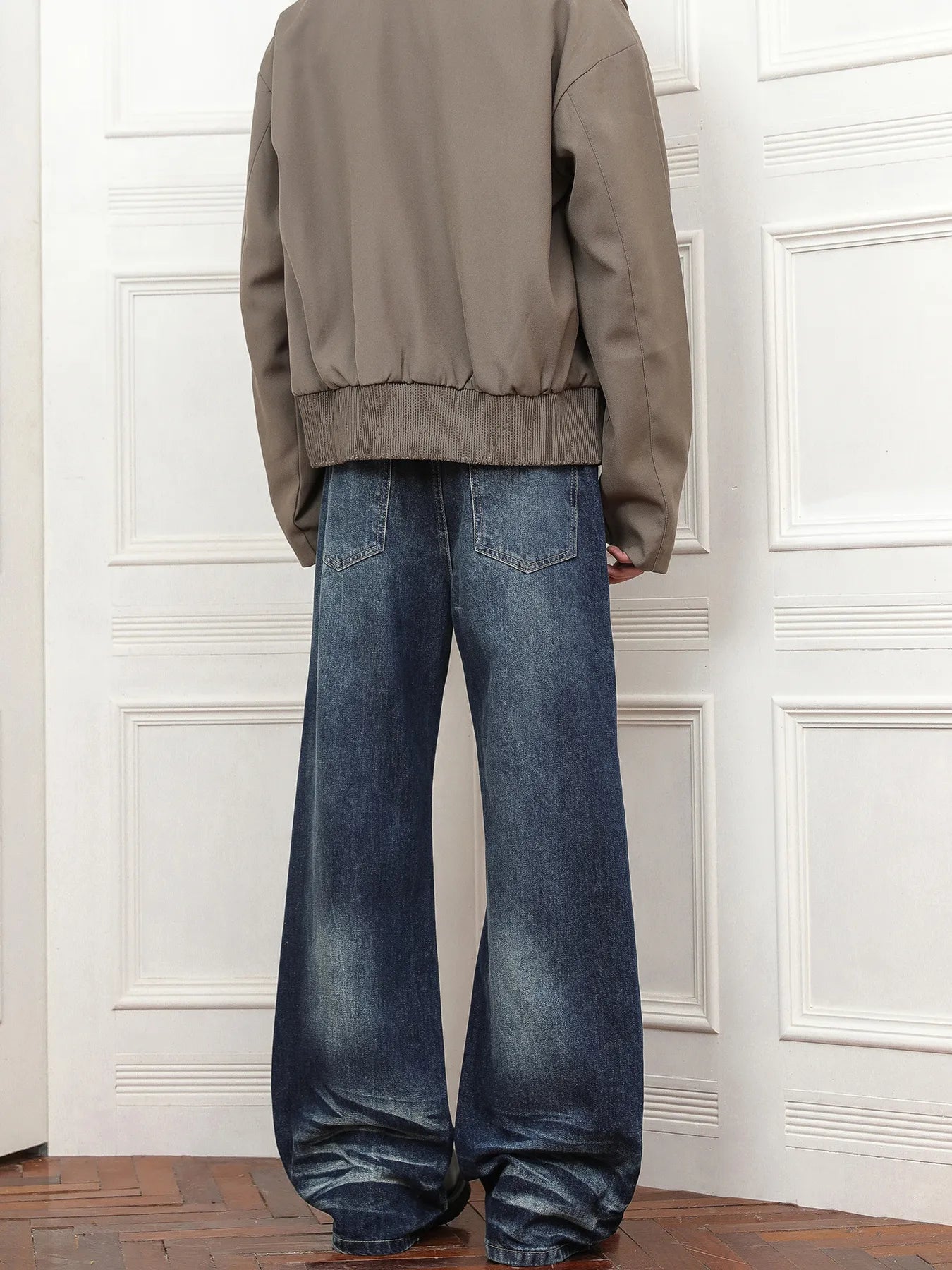 Men's Full Size Wash Loose Fit Jeans Plus Size - -