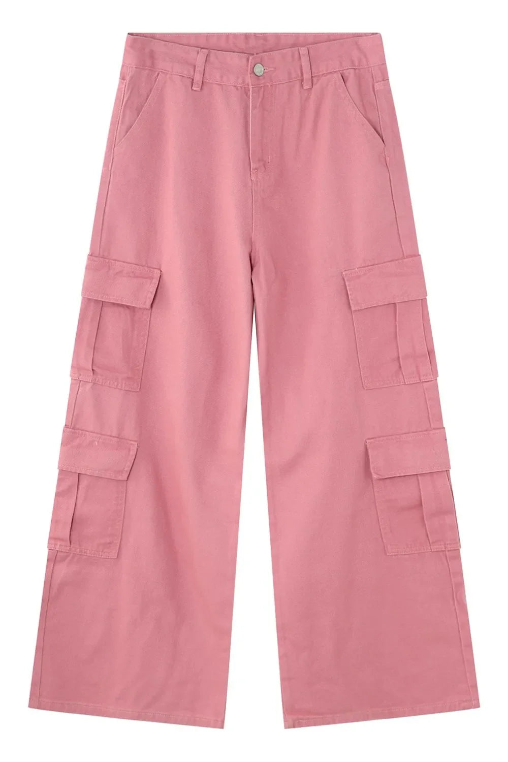 Wide Leg Cargo Jeans - -