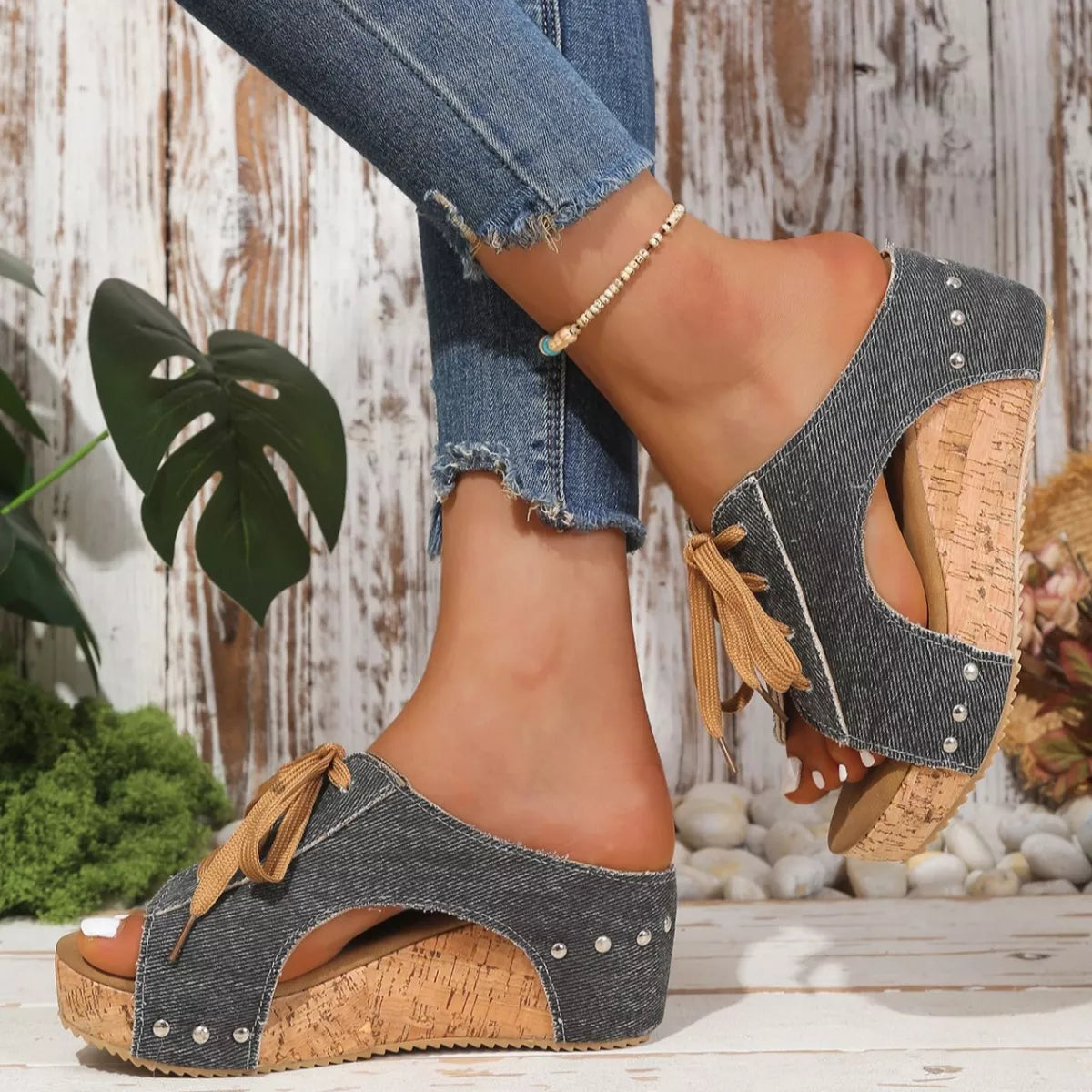 Lace Up Wedge Sandals- Shopimist- {{Product type}}