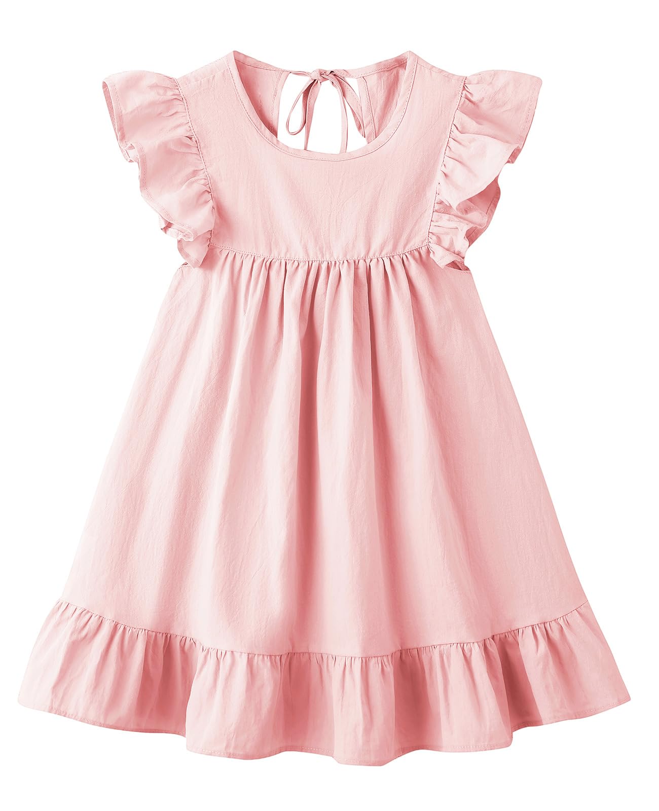 Cotton Linen Ruffle Toddler Sundress - A-pink 3T - toddler dress