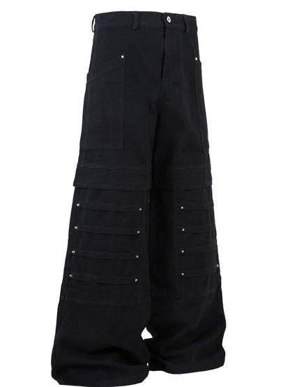 Men's Wide Leg Cargo Jeans - -