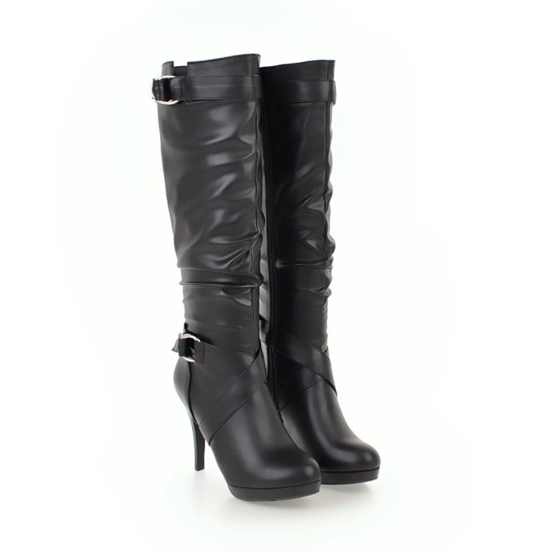 Stylish Simple High-Heeled Platform Stiletto Boots- Kia Day Design- {{Product type}}