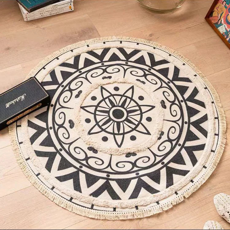 Mandala Round Rugs Custom Tufted Rugs Mat With Tassels