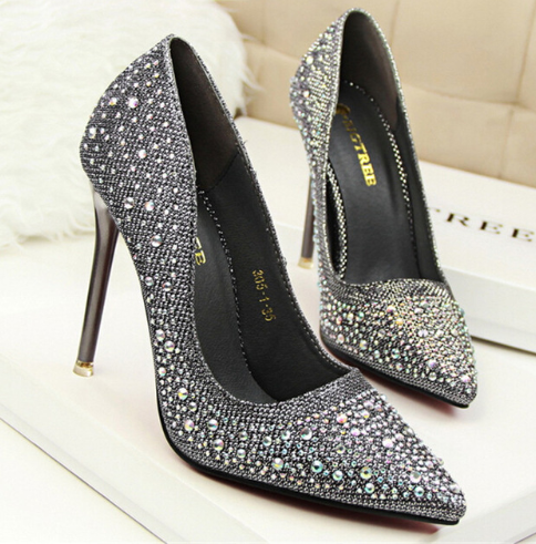 Elegant Bridal Stiletto Heels - Gray 38 -