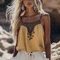 Chinese Style Retro Suspender Top - Yellow - 0