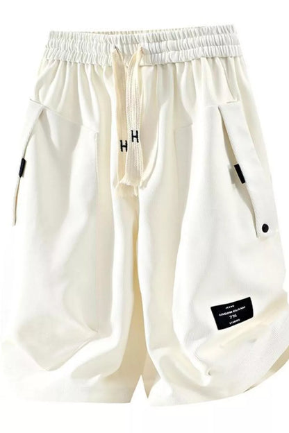 Men's Plus Size Drawstring Pocketed Shorts - Ivory -