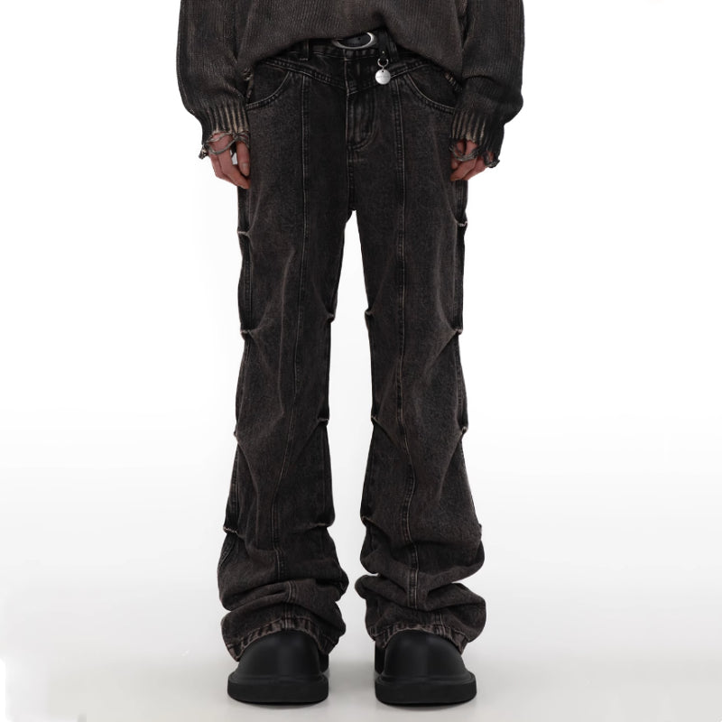 Mens Vintage Crumpled Skinny Jeans Washed-Out - - jeans