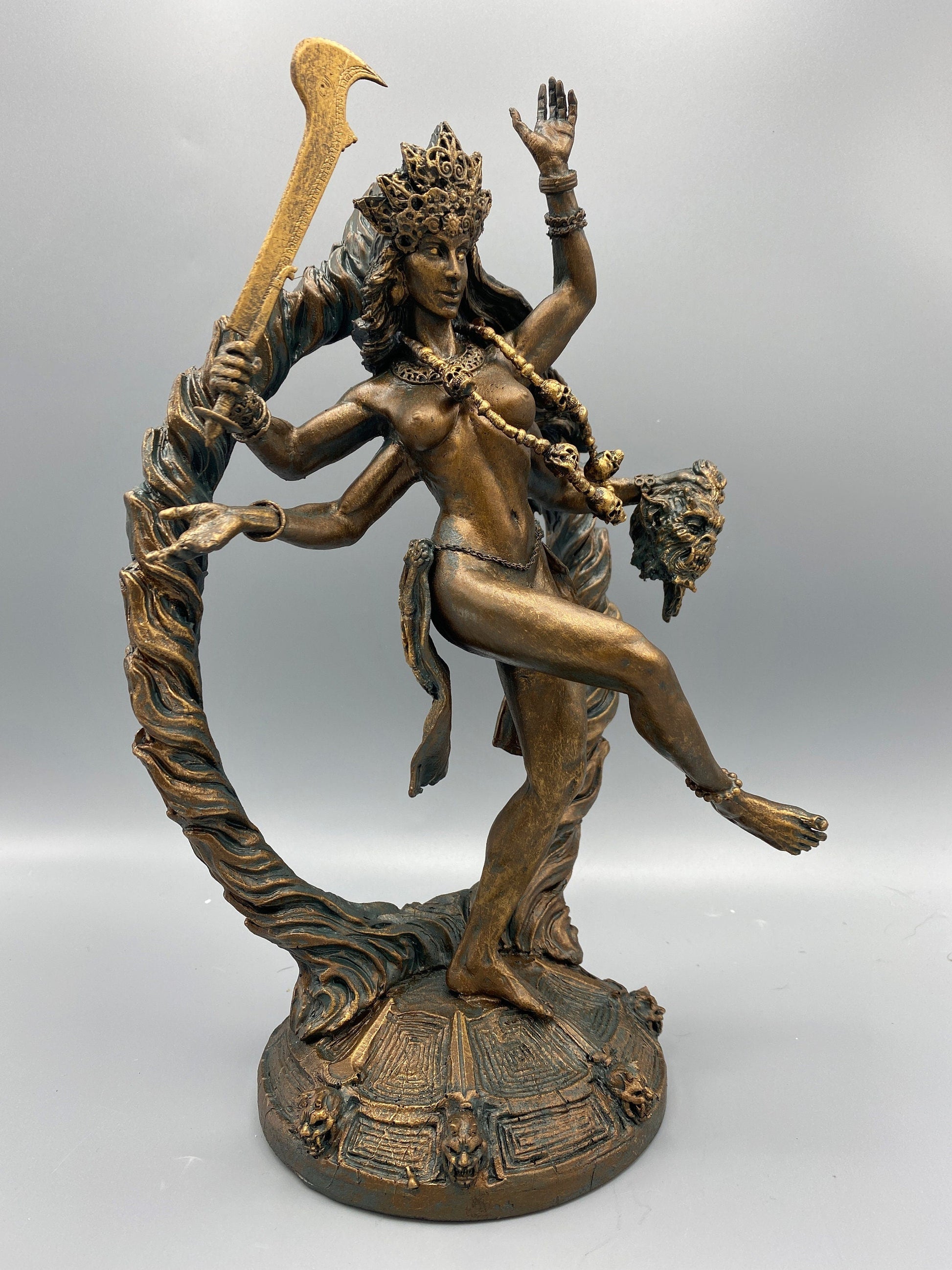 Kali Goddess Statue, Hand Painted Resin Sculpture |Mythological Figurine |Myths and Legends Hindu Statue |Mythic Altar Statue for Home Decor - -