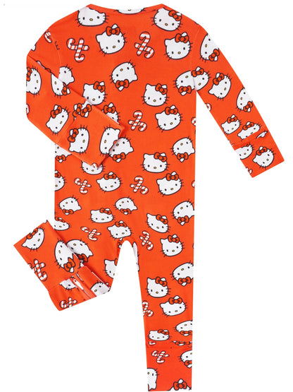 PoshTOT Sanrio Hello Kitty Red Bamboo Baby Convertible Zippy Romper - - Zippy Romper