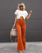 Casual Flared High Waist Wide Leg Corduroy Pants