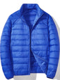 Men's Plus Size Lightweight Zip Up Puffer Jacket - Blue -