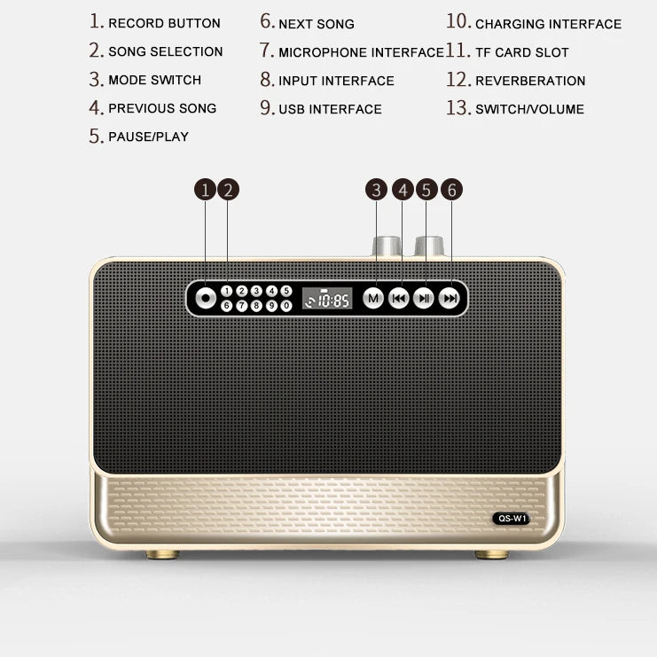 Wood Radio With Built-In 30W Speakers With Dual Speakers and Bass Support