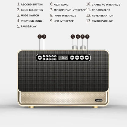 Wood Radio With Built-In 30W Speakers With Dual Speakers and Bass Support