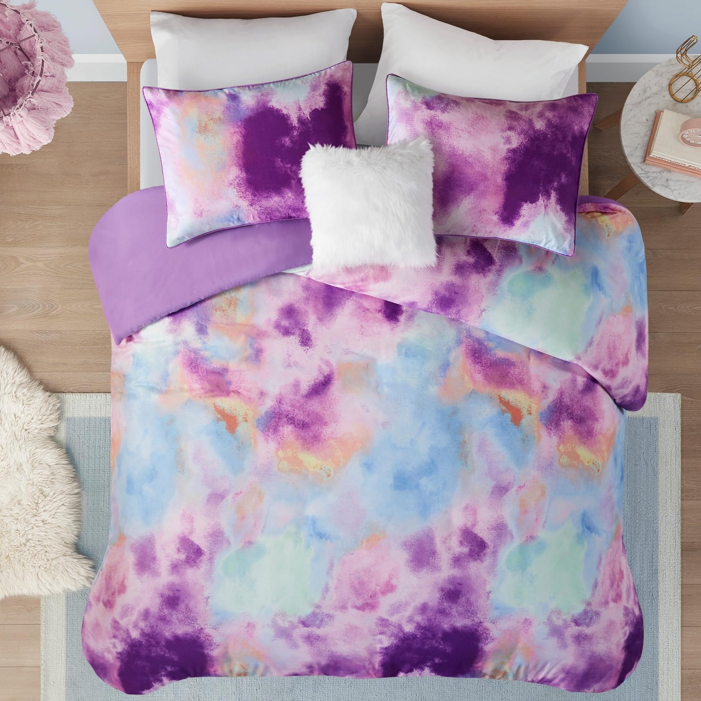 Cassiopeia King Watercolor Duvet Set - Duvet Set Lavender King Cal King - Duvet cover