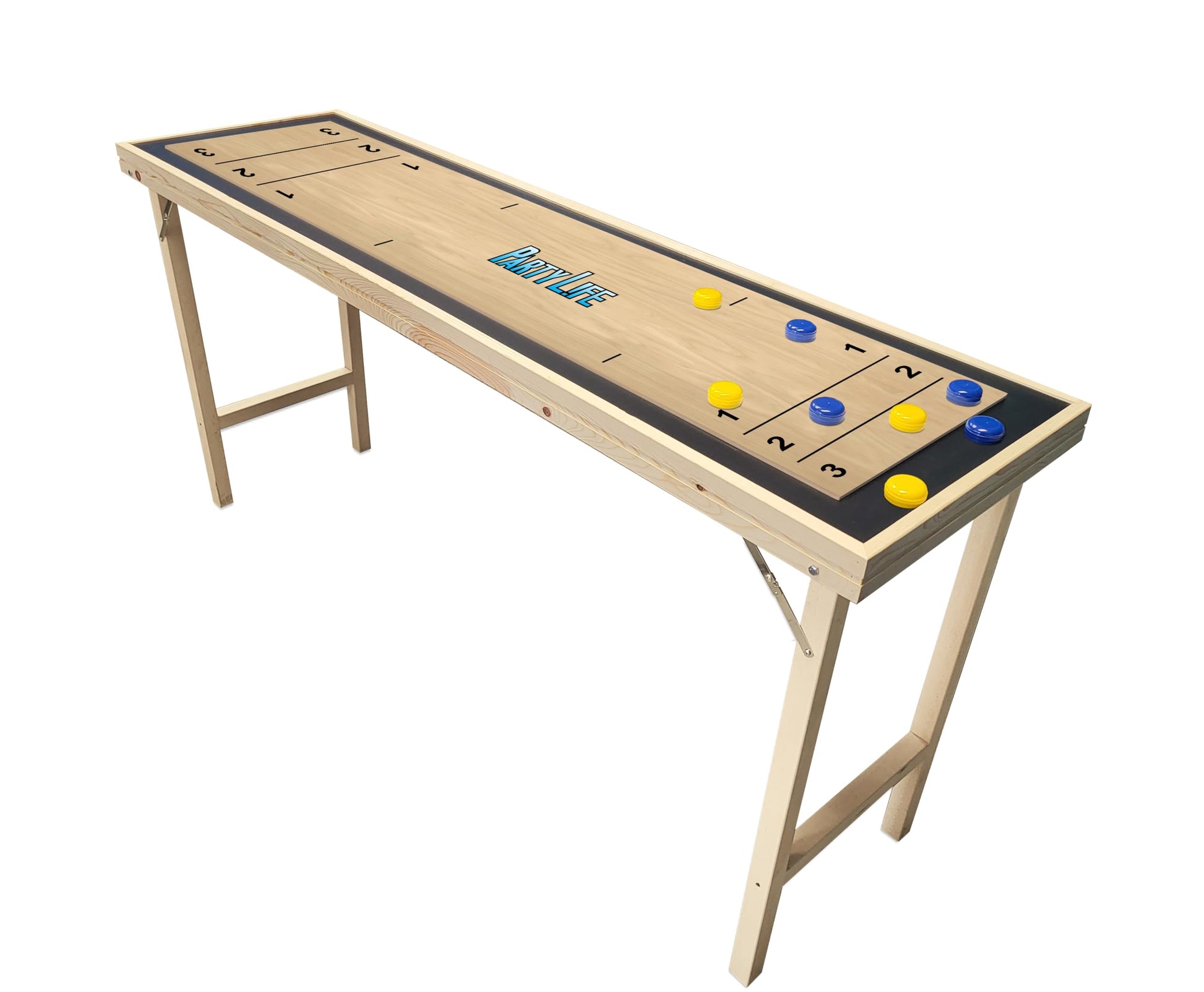 6-Foot Elite Shuffleboard Table - Wood Grain Foldable Legs - Wood Grain -