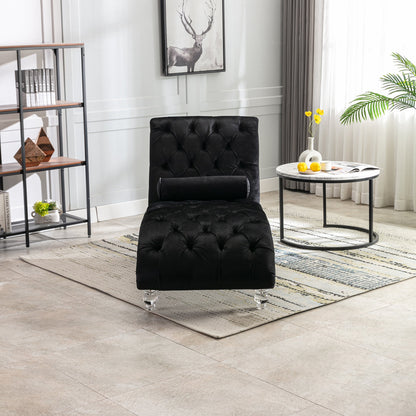 Black Velvet - Button-Tufted Upholstered Lounge Chair - - Recliners & Massage Chairs