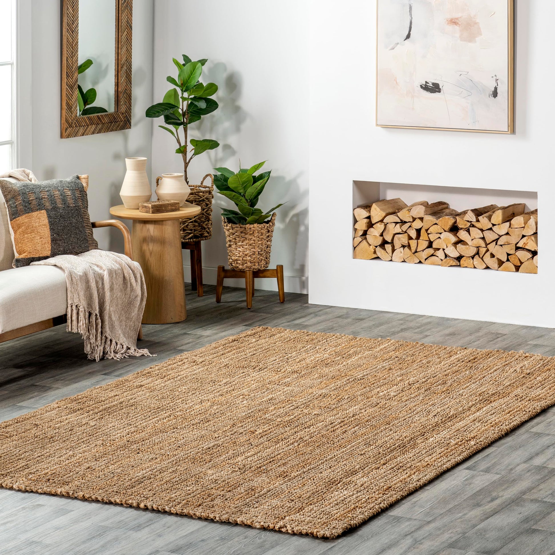 Rustic Handmade Jute Area Rug 6' Square - - rugs