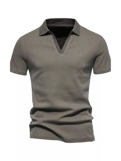 Men's Plus Size Casual Notched Short Sleeve Polo - -