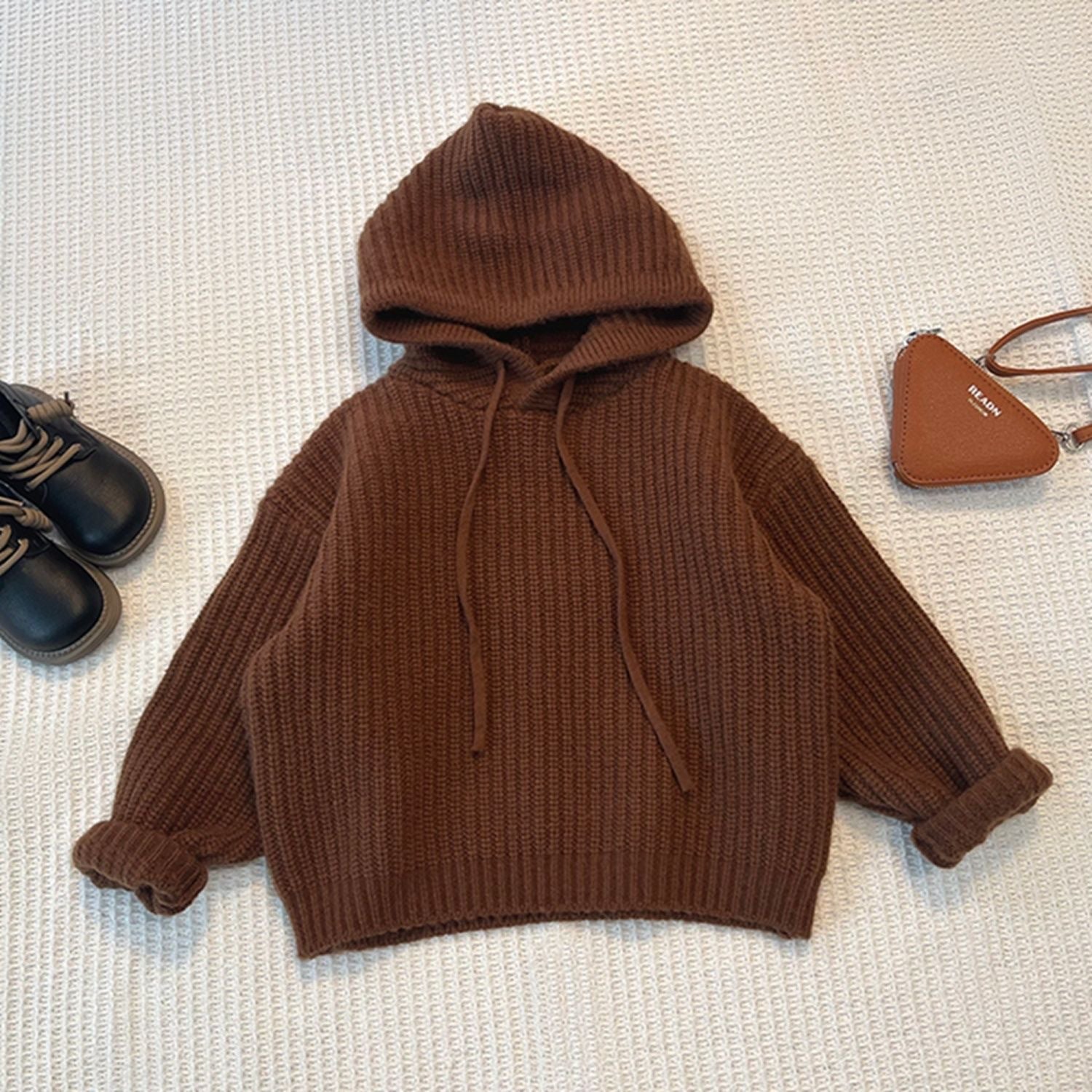 Autumn Childrens Retro Mori Style Hooded Sweater - Dark Coffee 110cm - sweater