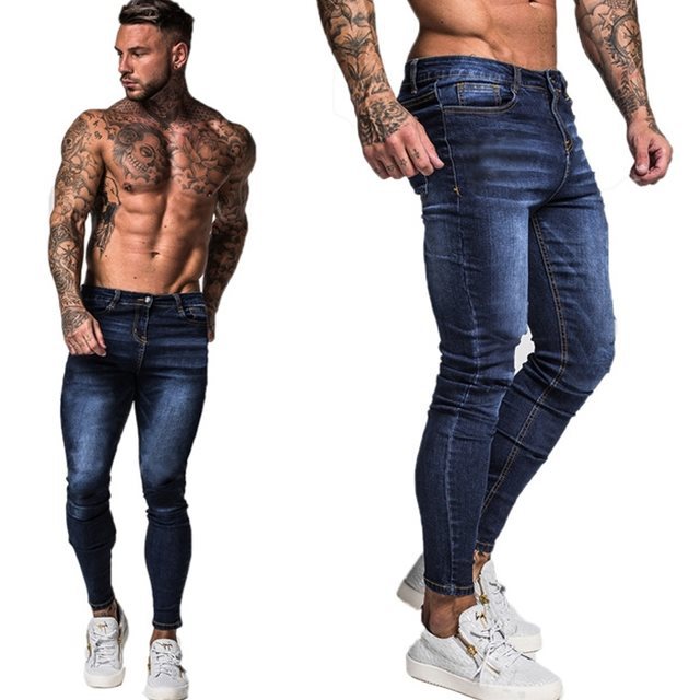 Mens Fit Patchwork Jeans Pants - - jeans